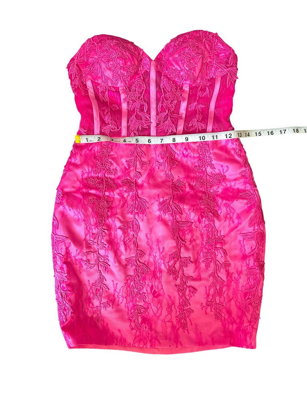 Strapless Hot Pink Lace Corset Mini Dress/Homecoming Dress - Picture 6 of 8
